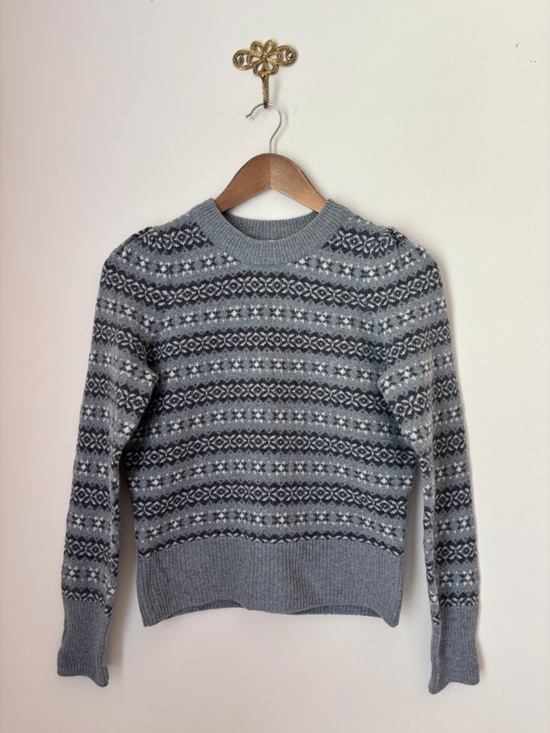 Faherty Sweaters - Faherty Grey Highland Fair Isle Wool Blend Sweater XS Cozy Winter